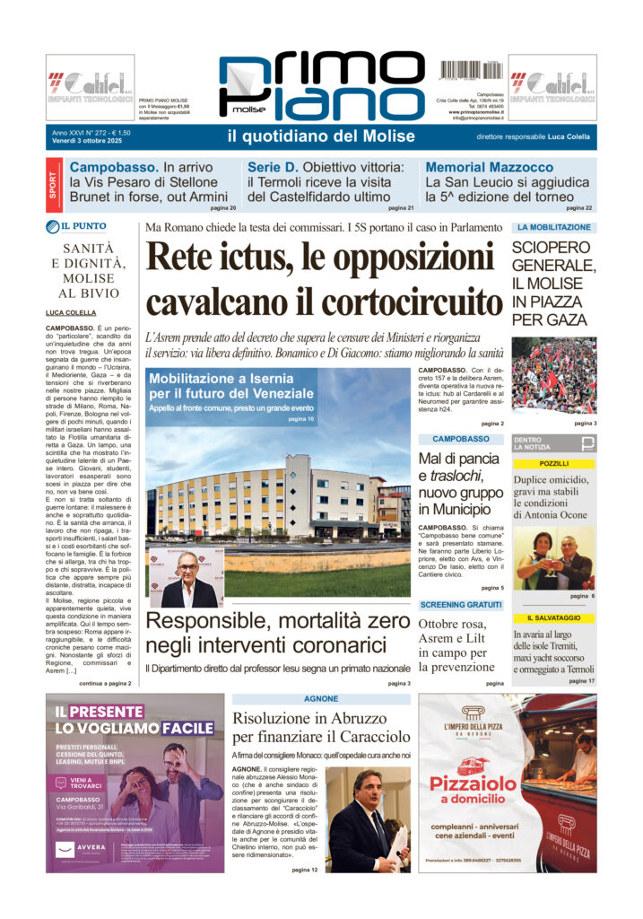 La prima pagina dell’edizione in edicola oggi