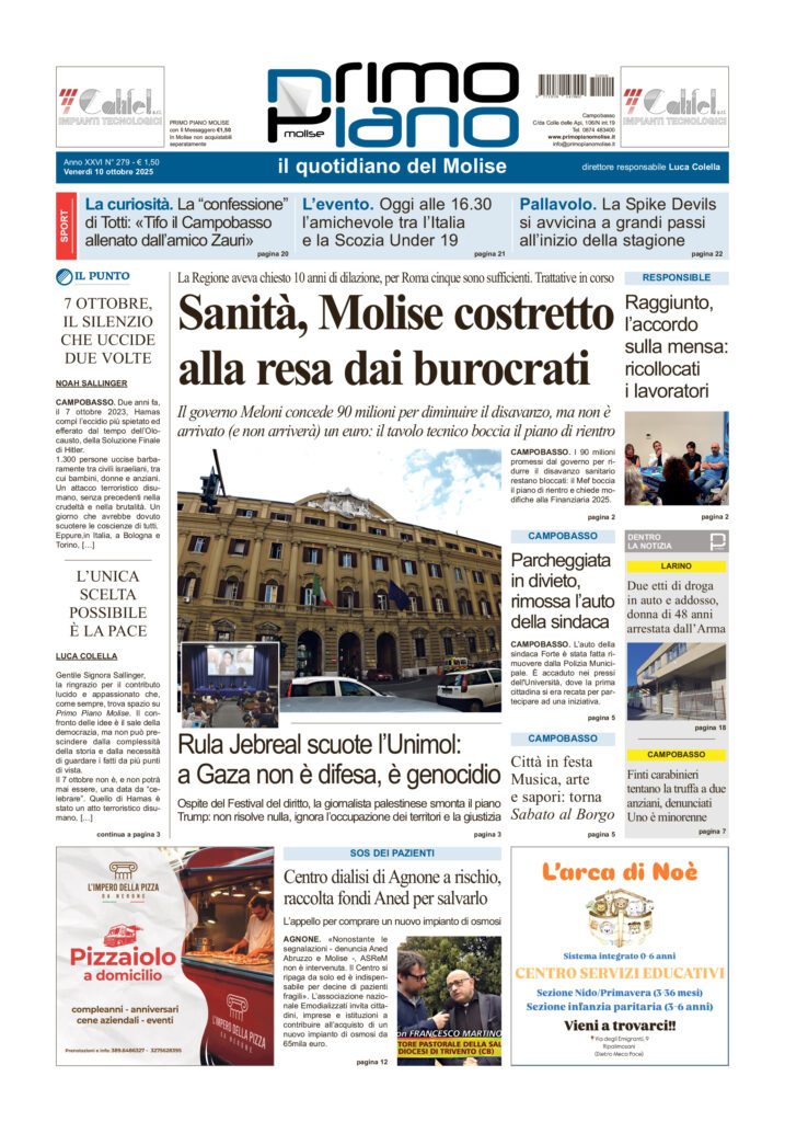 L’edizione completa di Primo Piano Molise del 10 ottobre