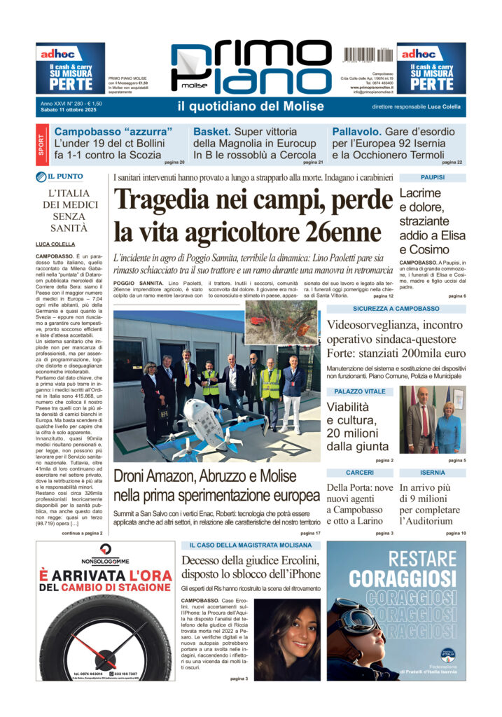 L’edizione completa di Primo Piano Molise dell’11 ottobre