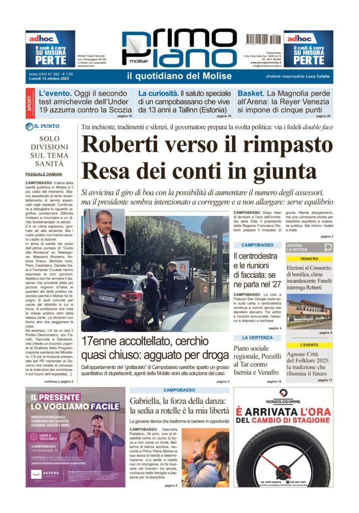 L’edizione completa di Primo Piano Molise del 13 ottobre