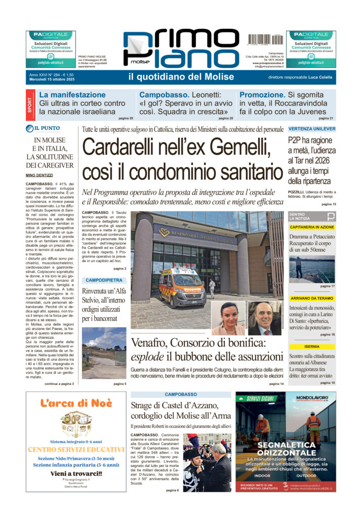 L’edizione completa di Primo Piano Molise del 15 ottobre