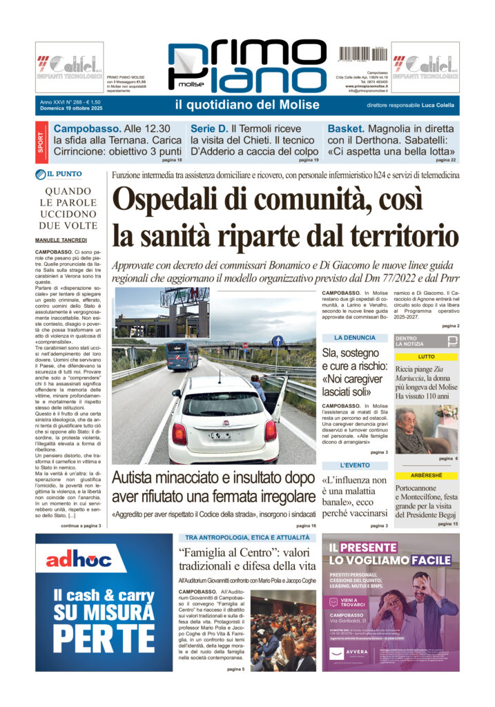 L’edizione completa di Primo Piano Molise del 19 ottobre