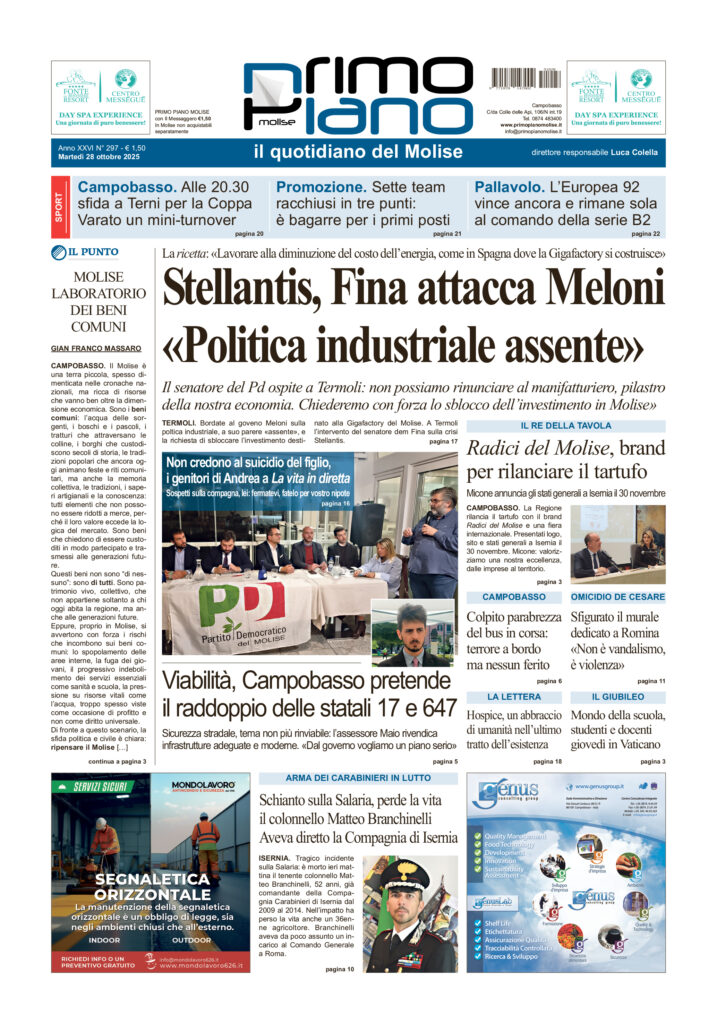 L’edizione completa di Primo Piano Molise del 28 ottobre