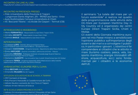 “La tutela del mare per un futuro sostenibile” – Incontro di sensibilizzazione nell’ambito delle Giornate europee del mare 2025