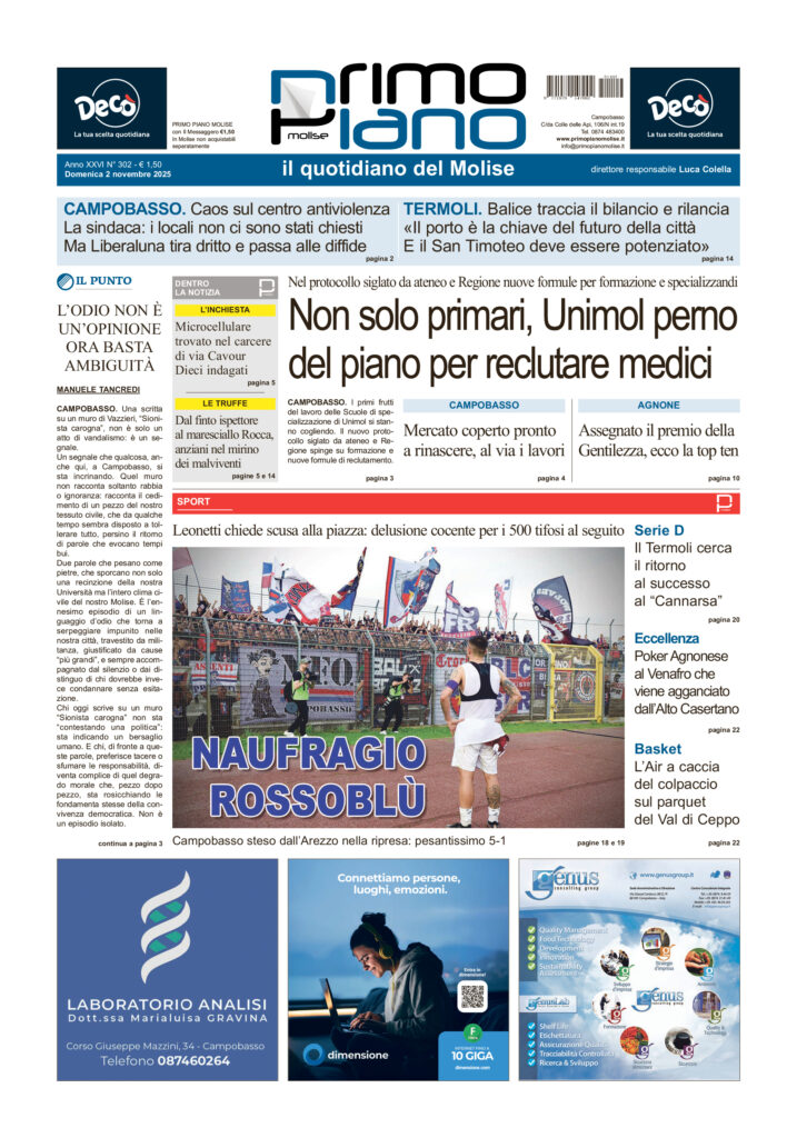 L’edizione completa di Primo Piano Molise del 2 novembre