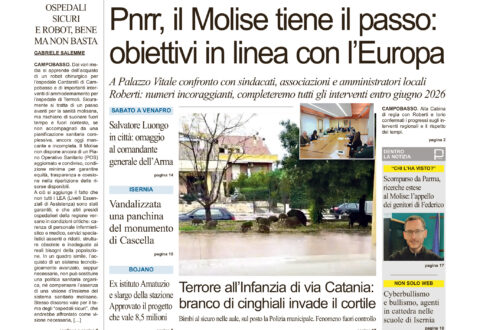 La prima pagina dell’edizione in edicola oggi