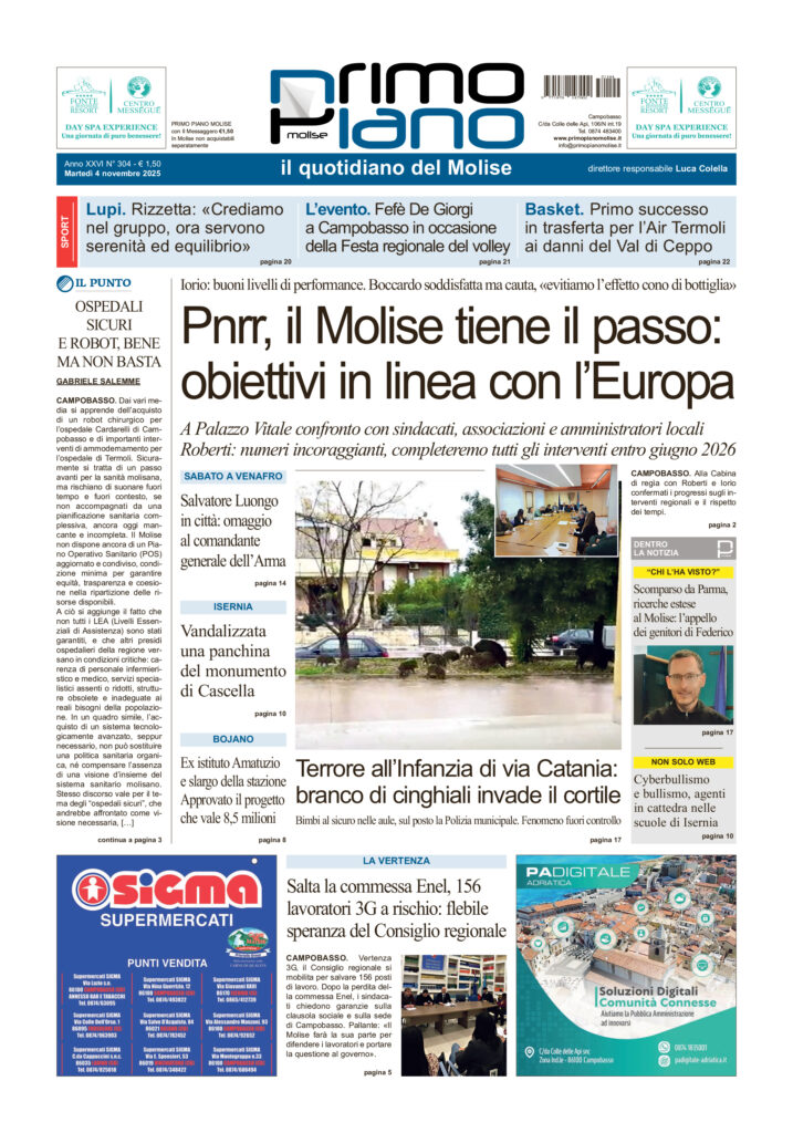 La prima pagina dell’edizione in edicola oggi
