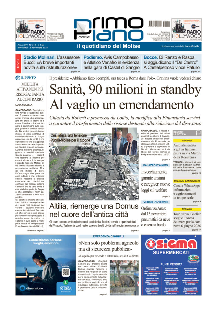 L’edizione completa di Primo Piano Molise del 12 novembre