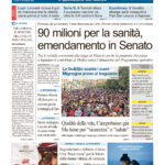 La prima pagina dell’edizione in edicola oggi