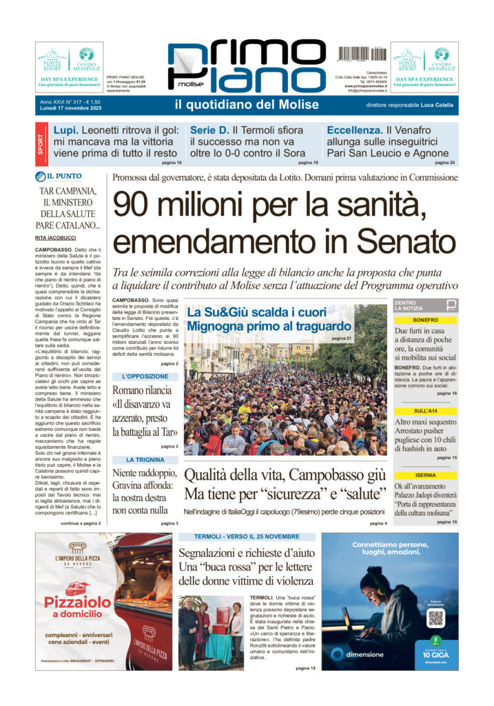 L’edizione completa di Primo Piano Molise del 17 novembre