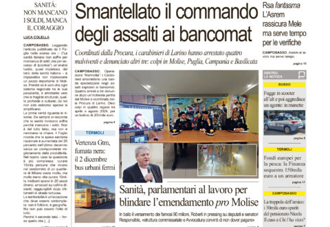 La prima pagina dell’edizione in edicola oggi