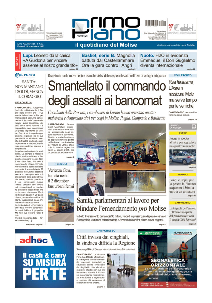 L’edizione completa di Primo Piano Molise del 21 novembre