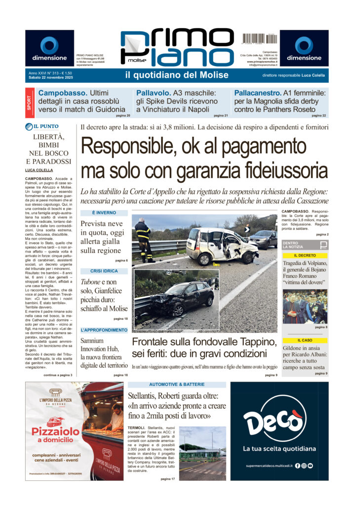 L’edizione completa di Primo Piano Molise del 22 novembre