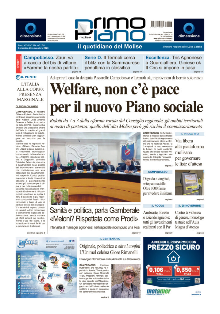 L’edizione completa di Primo Piano Molise del 23 novembre
