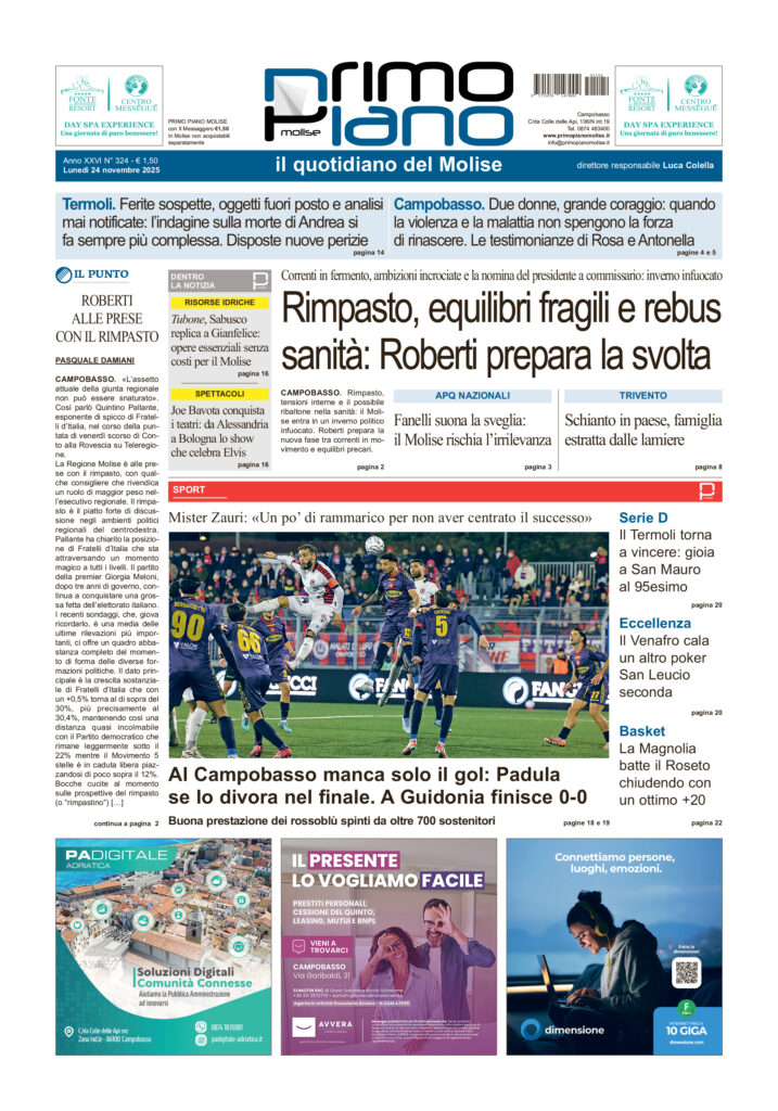 L’edizione completa di Primo Piano Molise del 24 novembre