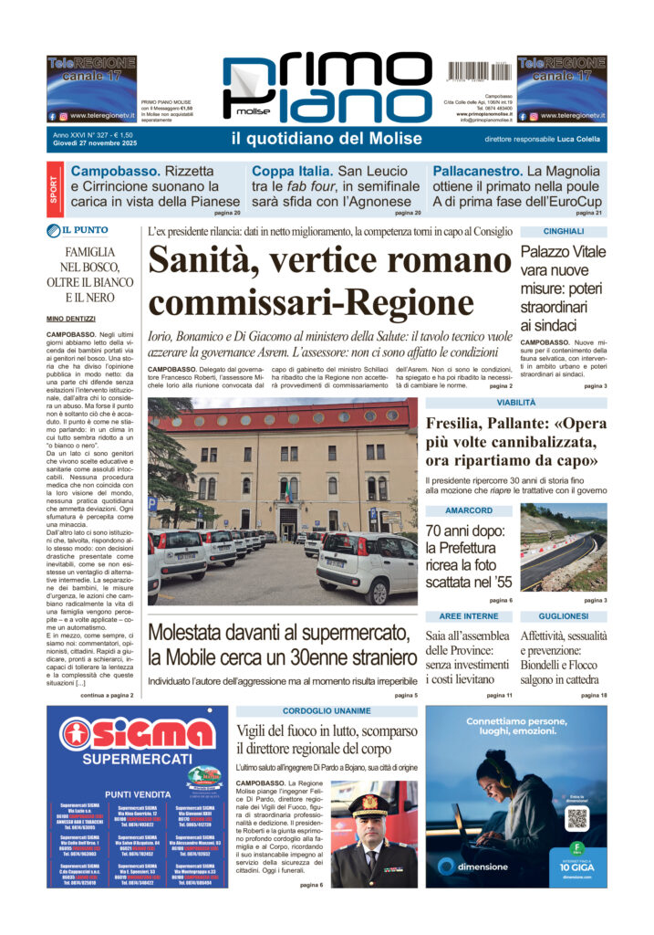 La prima pagina dell’edizione in edicola oggi