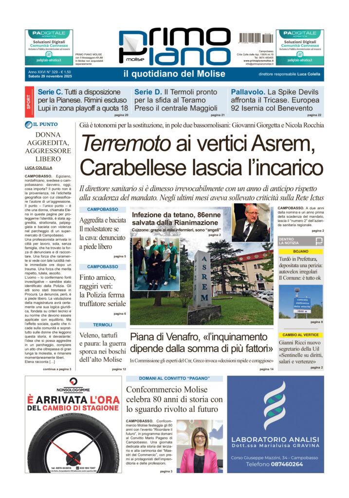 La prima pagina dell’edizione in edicola oggi