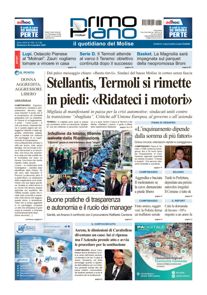 L’edizione completa di Primo Piano Molise del 30 novembre