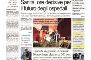 La prima pagina dell’edizione in edicola oggi