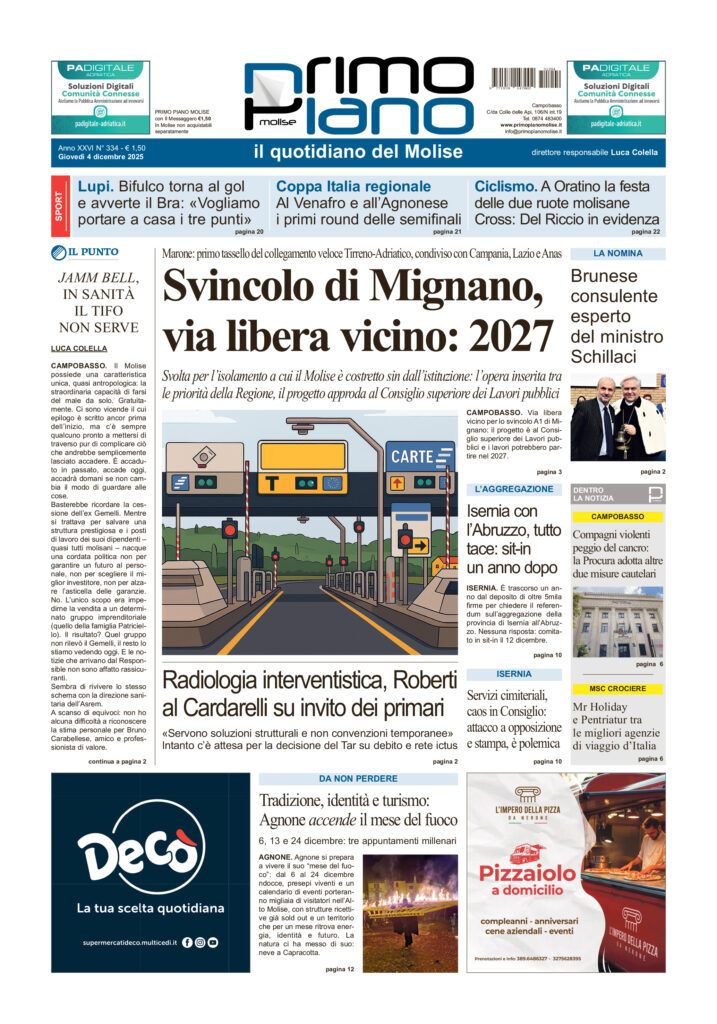 La prima pagina dell’edizione in edicola oggi