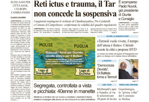 La prima pagina dell’edizione in edicola oggi