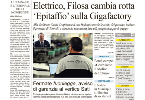 La prima pagina dell’edizione in edicola oggi