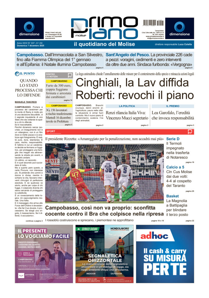 L’edizione completa di Primo Piano Molise del 7 dicembre