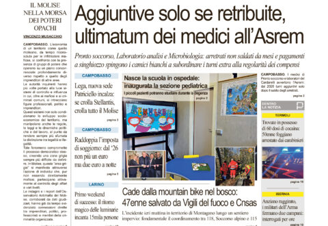 La prima pagina dell’edizione in edicola oggi