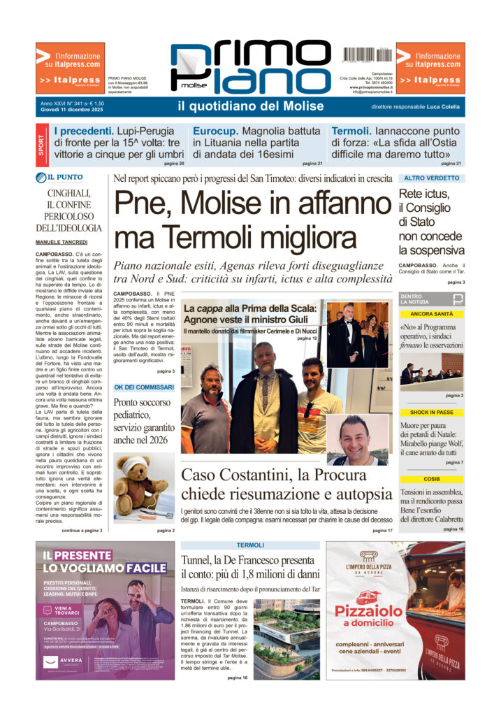 L’edizione completa di Primo Piano Molise dell’11 dicembre