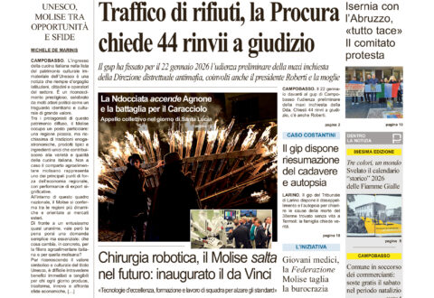 La prima pagina dell’edizione in edicola oggi