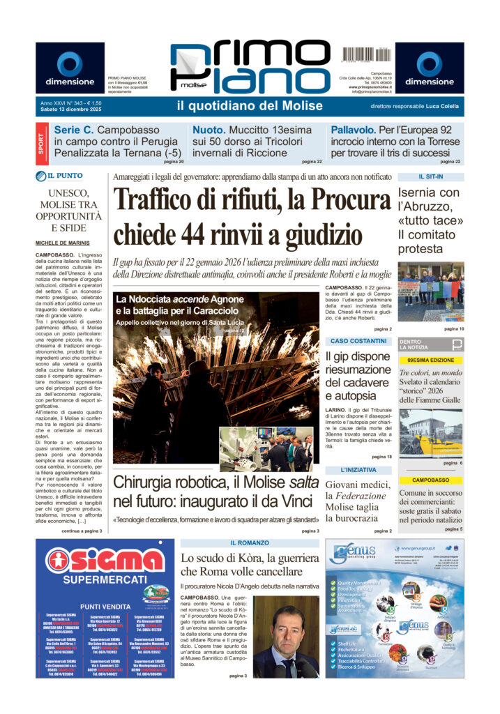 La prima pagina dell’edizione in edicola oggi