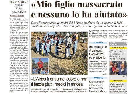 La prima pagina dell’edizione in edicola oggi