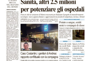 La prima pagina dell’edizione in edicola oggi