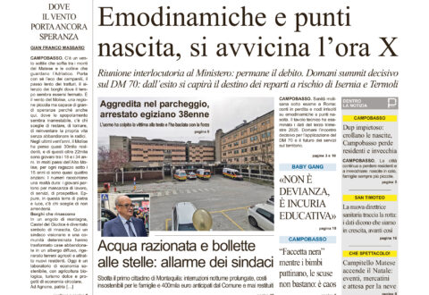 La prima pagina dell’edizione in edicola oggi