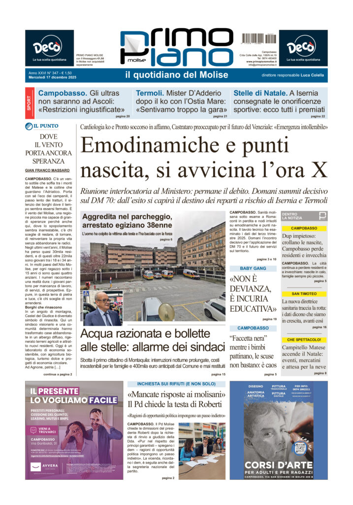 La prima pagina dell’edizione in edicola oggi