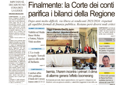 La prima pagina dell’edizione in edicola oggi