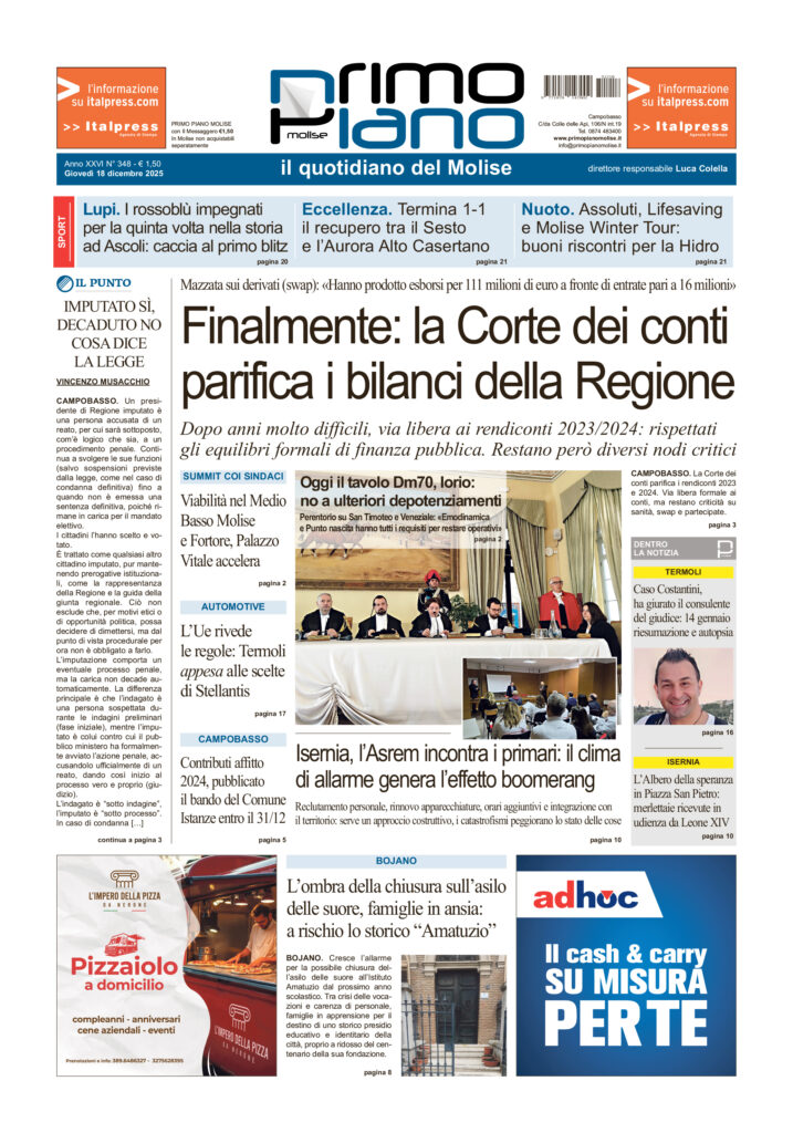 La prima pagina dell’edizione in edicola oggi