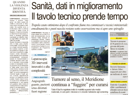 La prima pagina dell’edizione in edicola oggi