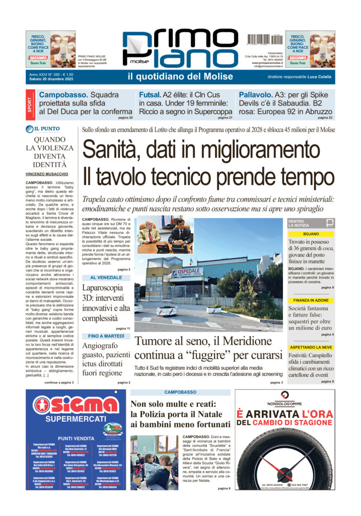 La prima pagina dell’edizione in edicola oggi