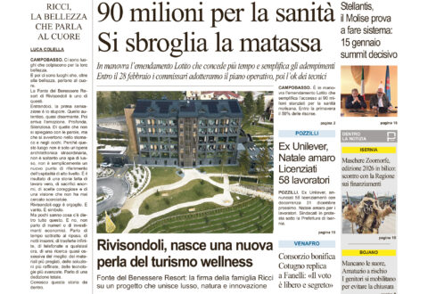 La prima pagina dell’edizione in edicola oggi