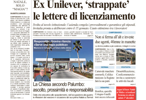 La prima pagina dell’edizione in edicola oggi