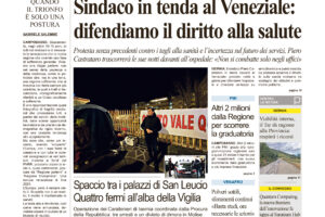 La prima pagina dell’edizione in edicola oggi