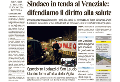 La prima pagina dell’edizione in edicola oggi