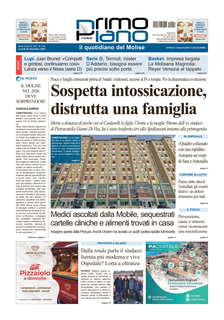 L’edizione completa di Primo Piano Molise del 29 dicembre