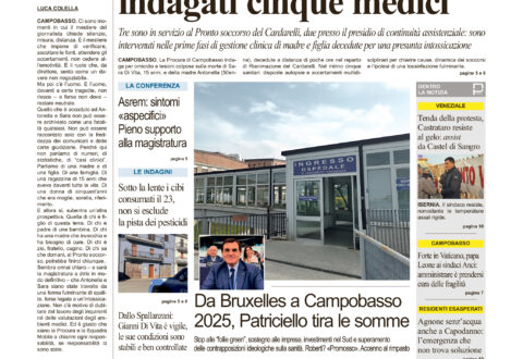 La prima pagina dell’edizione in edicola oggi