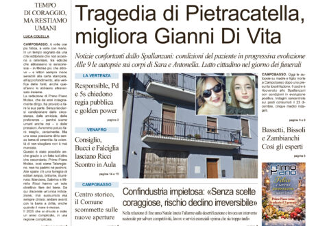 La prima pagina dell’edizione in edicola oggi