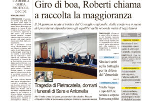 La prima pagina dell’edizione in edicola oggi