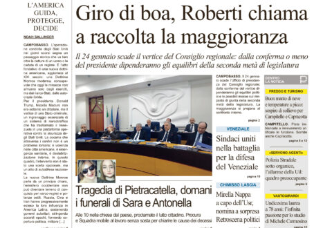 La prima pagina dell’edizione in edicola oggi