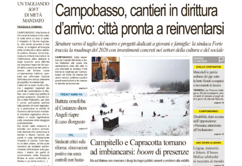 La prima pagina dell’edizione in edicola oggi