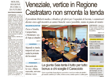 La prima pagina dell’edizione in edicola oggi